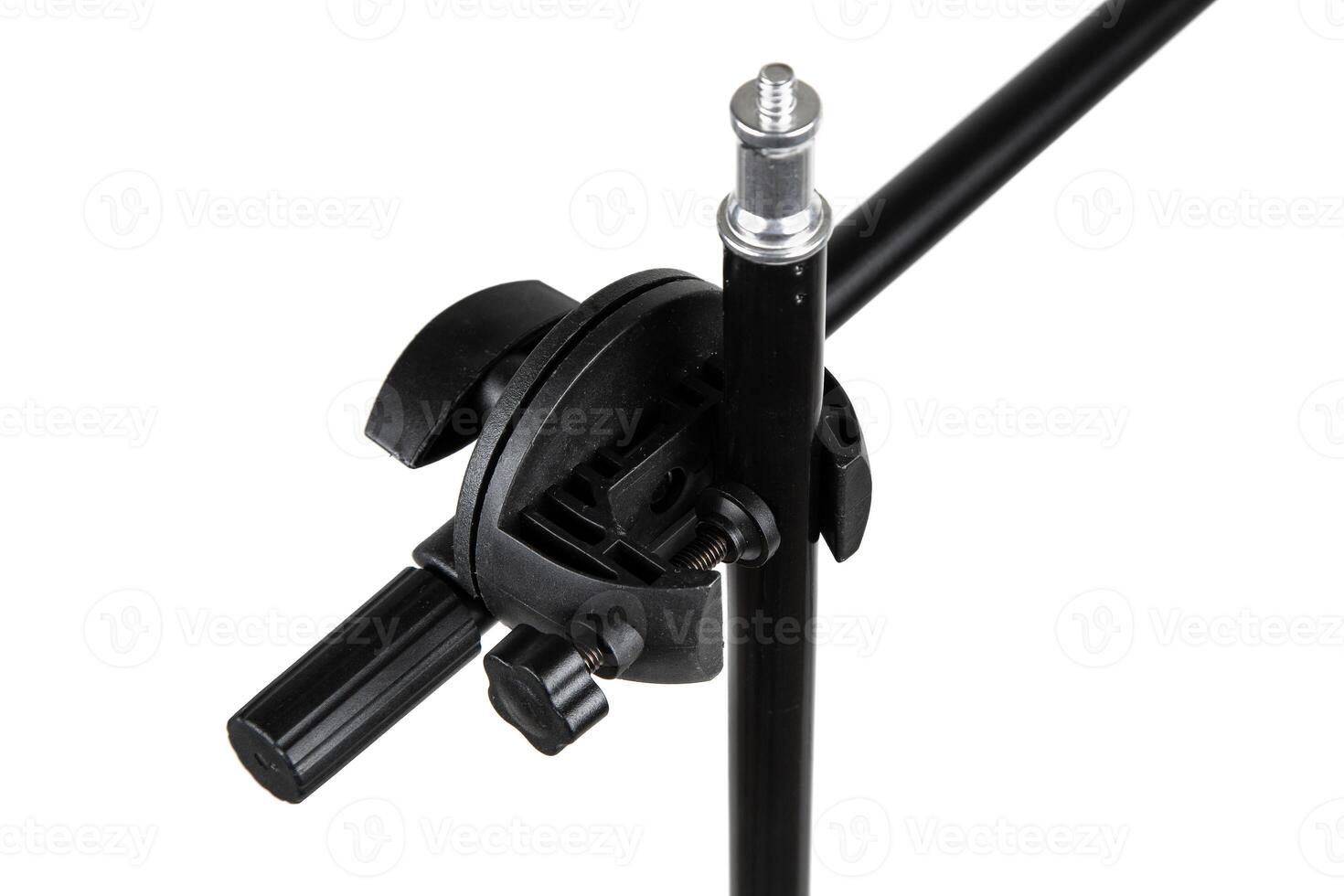 Tripod clamp and connector with adjustment knobs and threaded tip photo