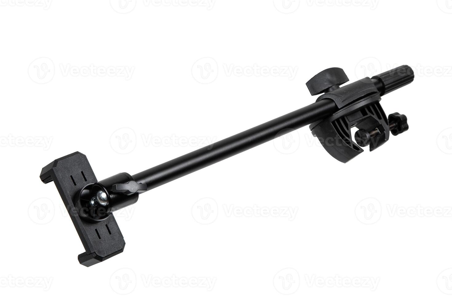Clamp-style phone holder arm with adjustable rod for stable support photo