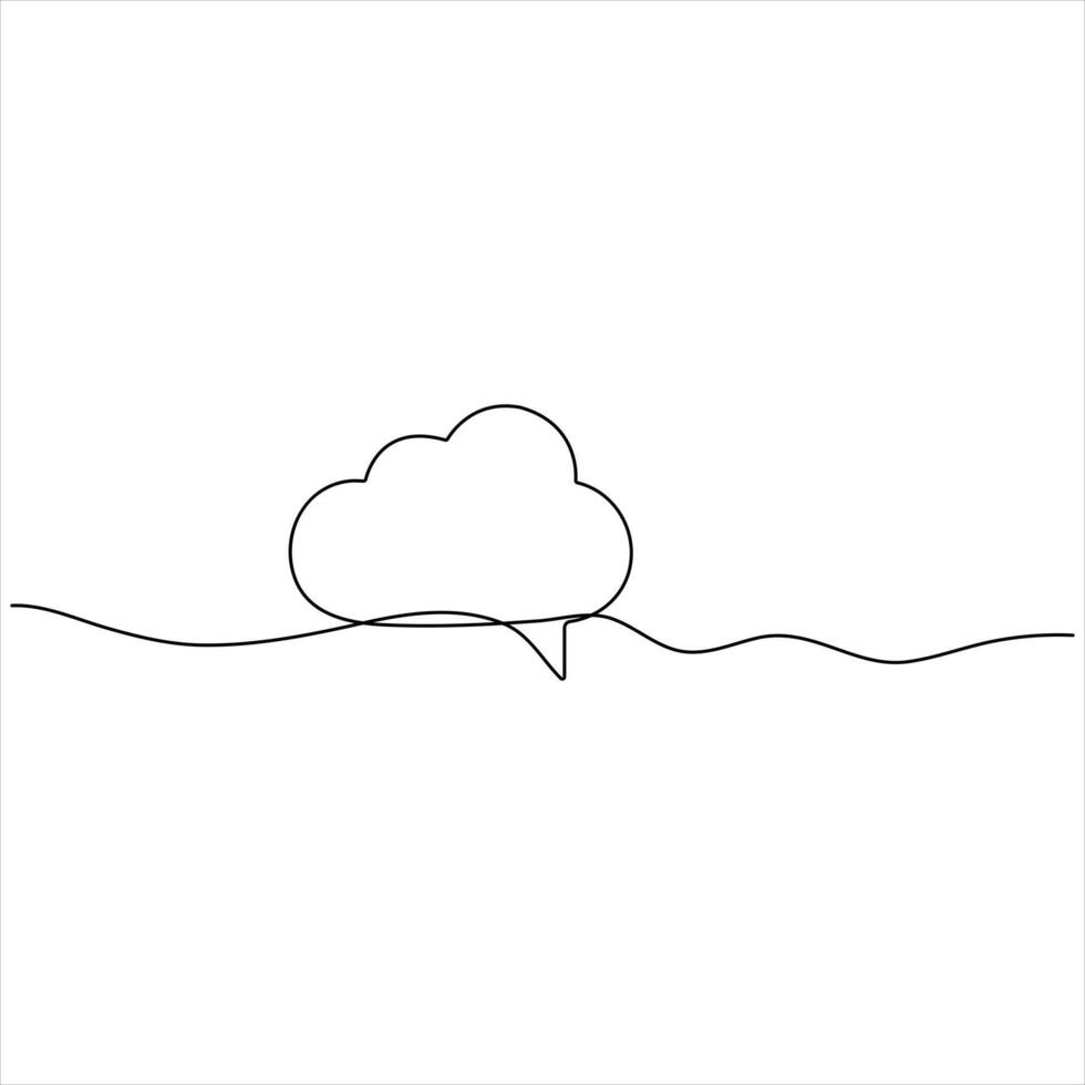 Cloud Speech Bubble A Minimalist line art drawing Illustration vector