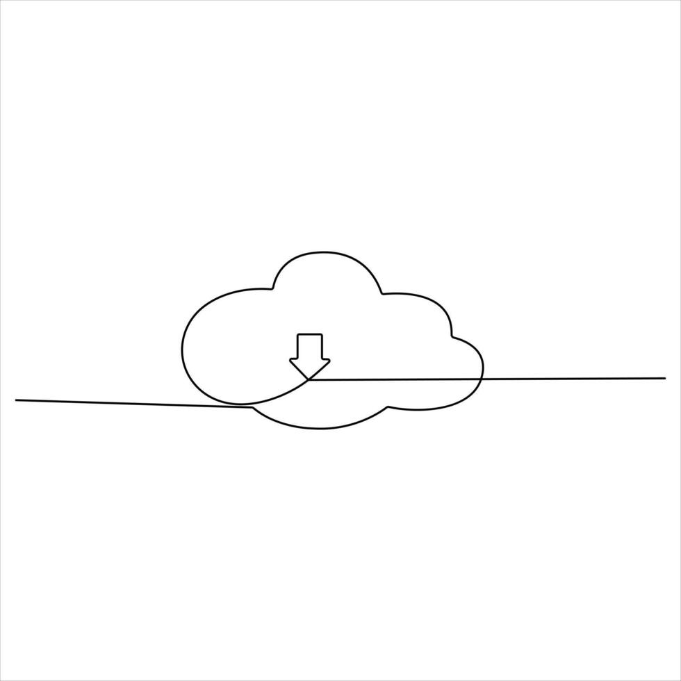 One continuous line drawing Cloud Upload Icon Data Transfer and Storage outline style illustration vector