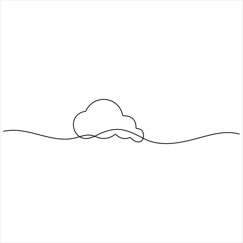 Minimalist Cloud continuous line art for various applications vector