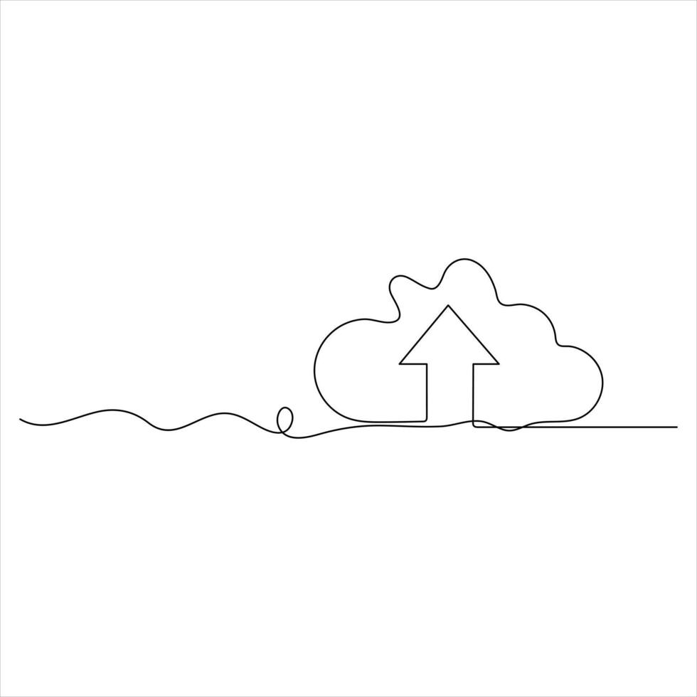 Continuous oneline drawing Cloud Upload Icon Data Transfer and Storage illustration vector