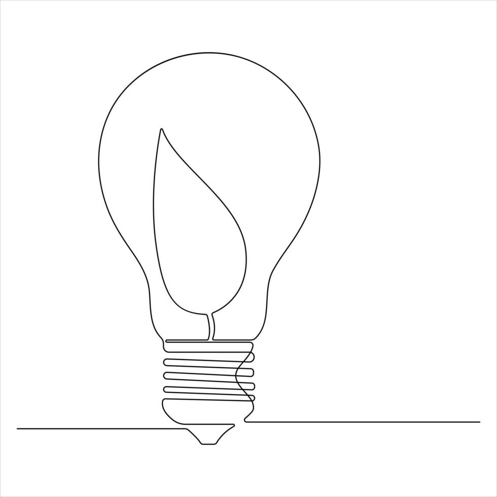 Continuous line drawing of electric light bulb Concept ideas business outline style illustration vector