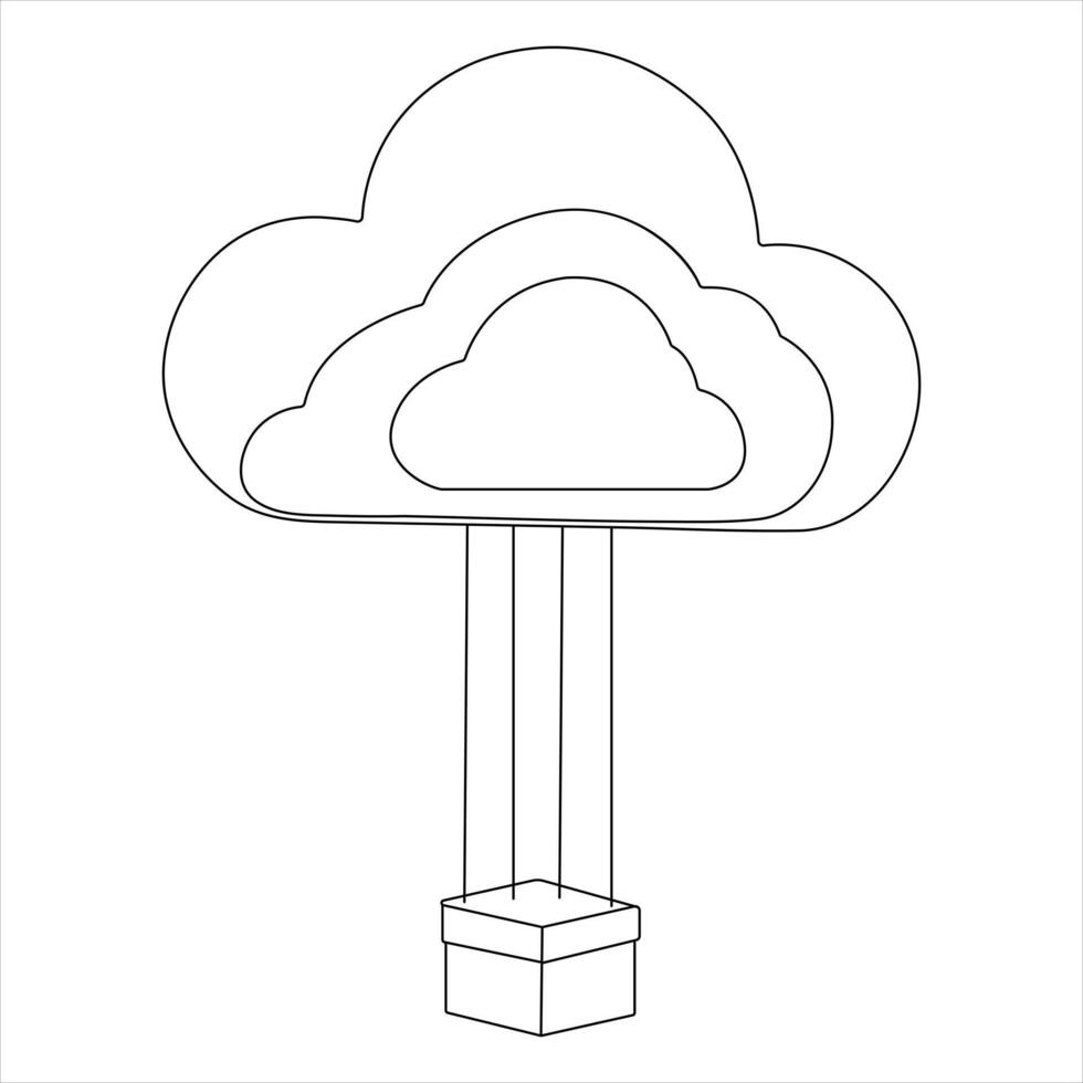 Single Cloud computing and data transfer concept, internet technology drawing vector