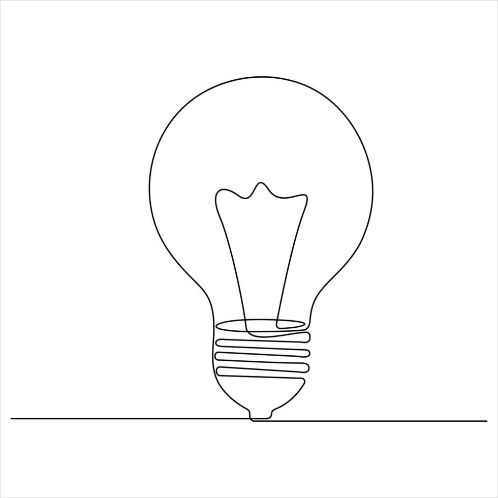 Continuous one line drawing of electric light bulb Concept ideas business line art isolated vector