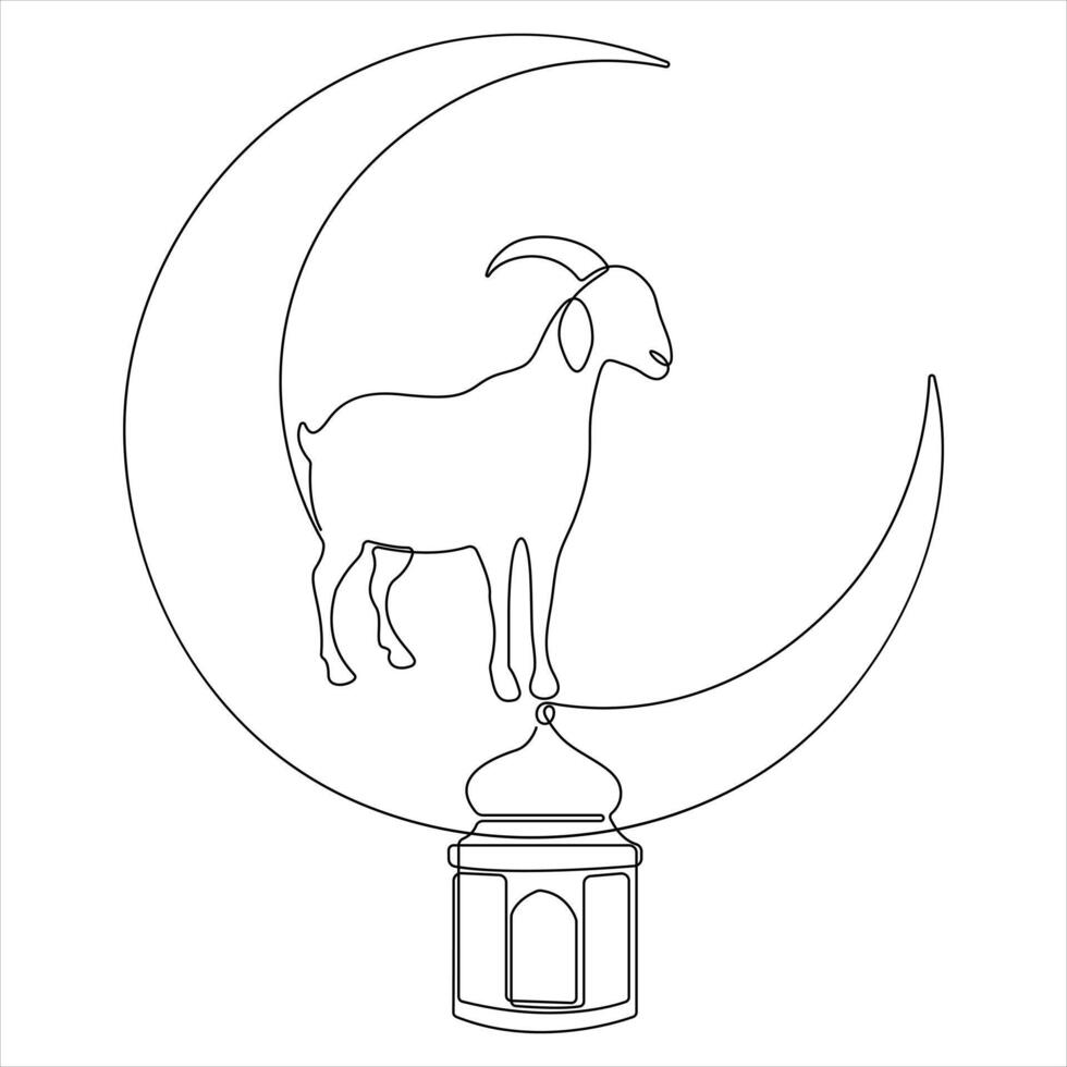 one continuous line drawing happy eid al adha continuous line draw design graphic illustration vector