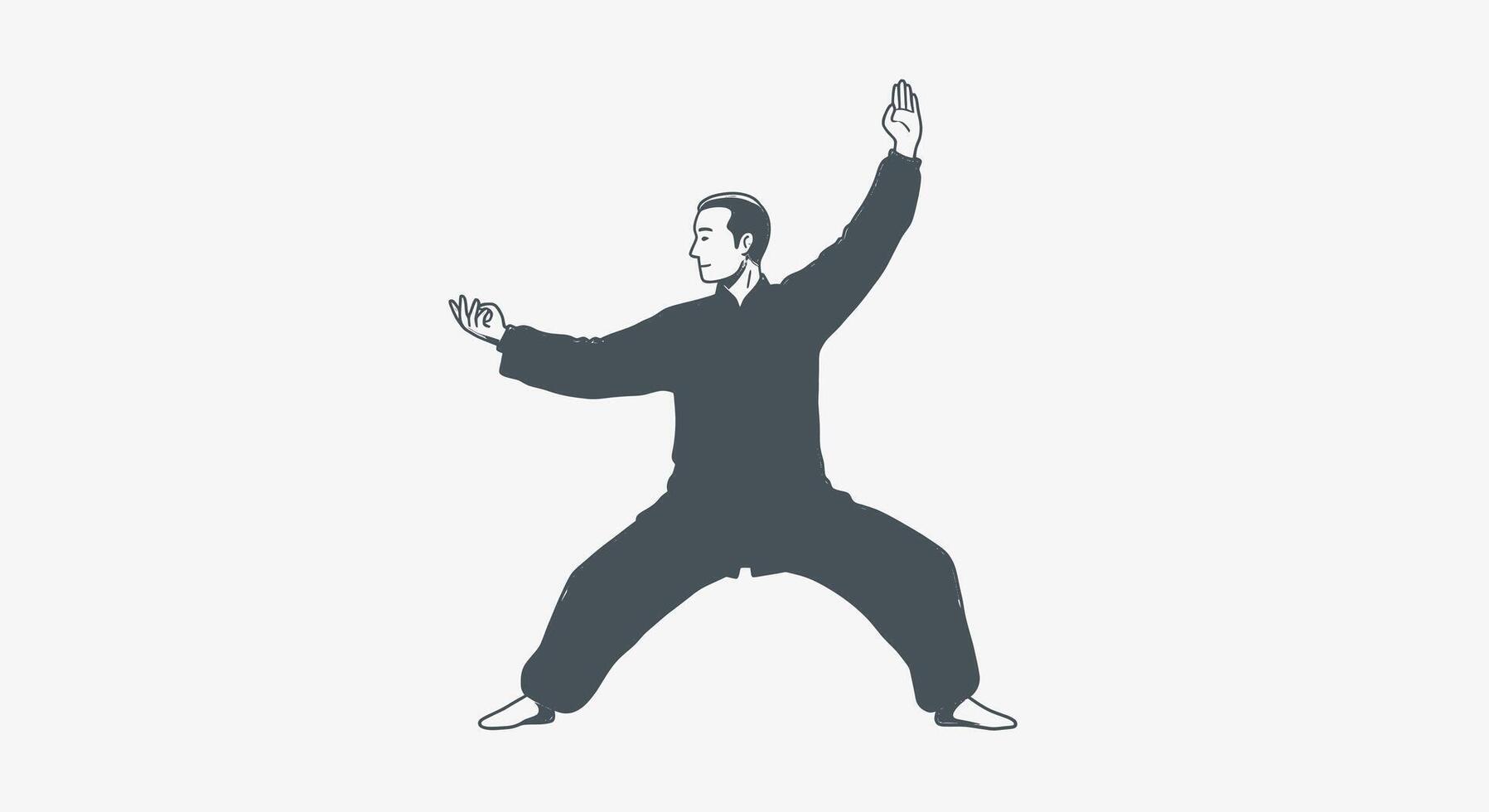 A man is doing a karate pose on a white background vector