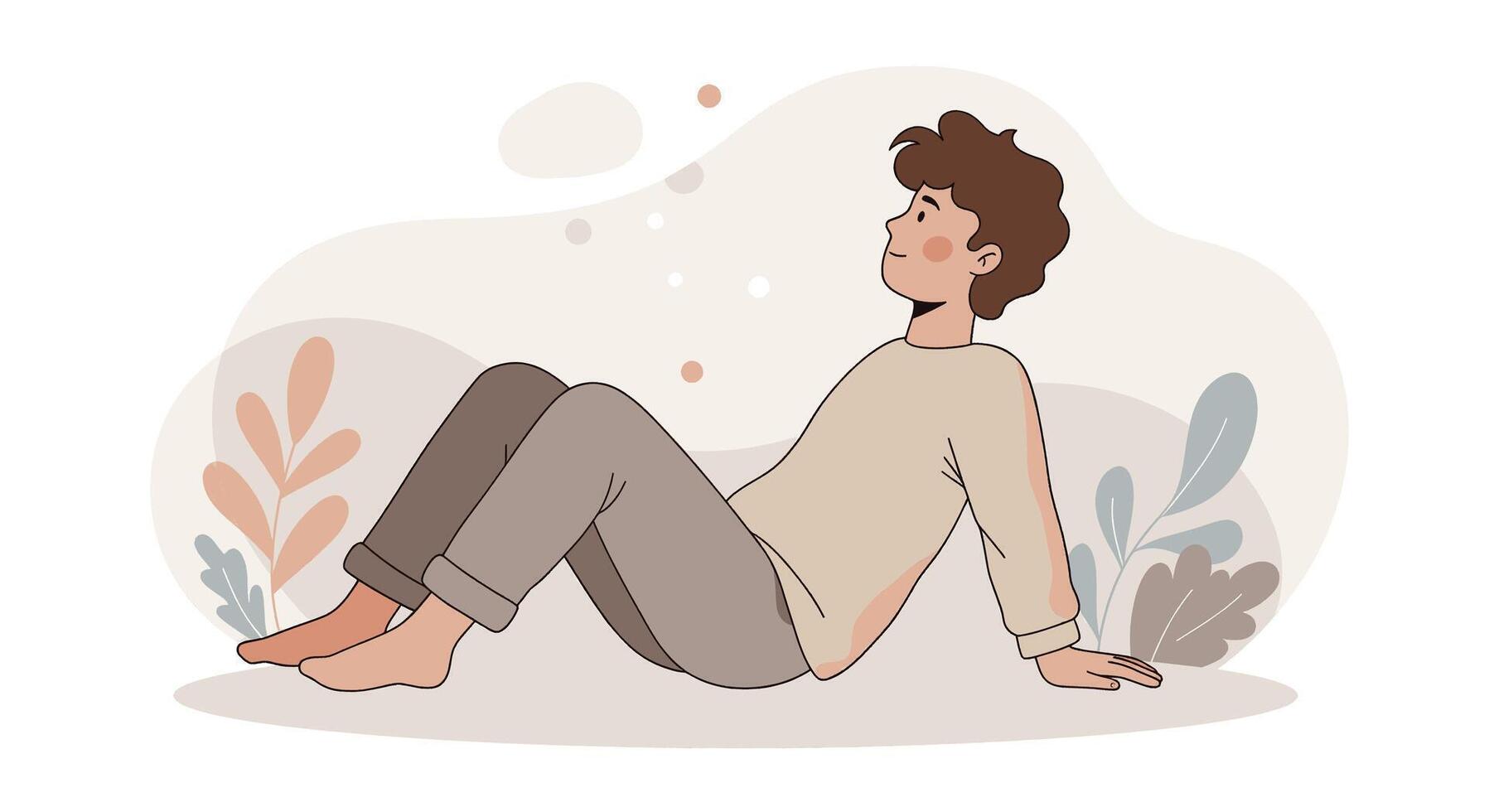 A man sitting on the ground with his legs crossed vector
