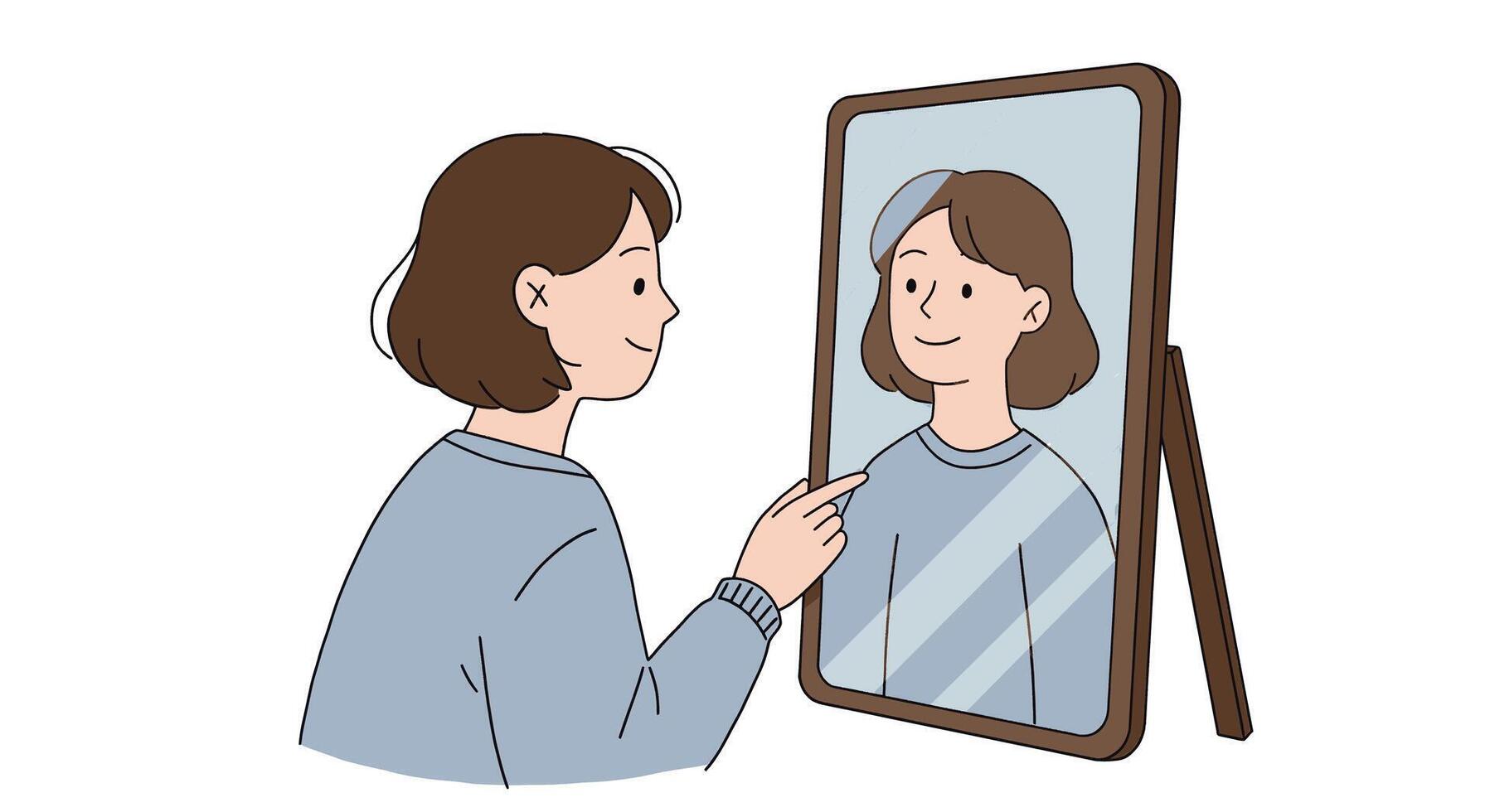 A woman looking in the mirror vector