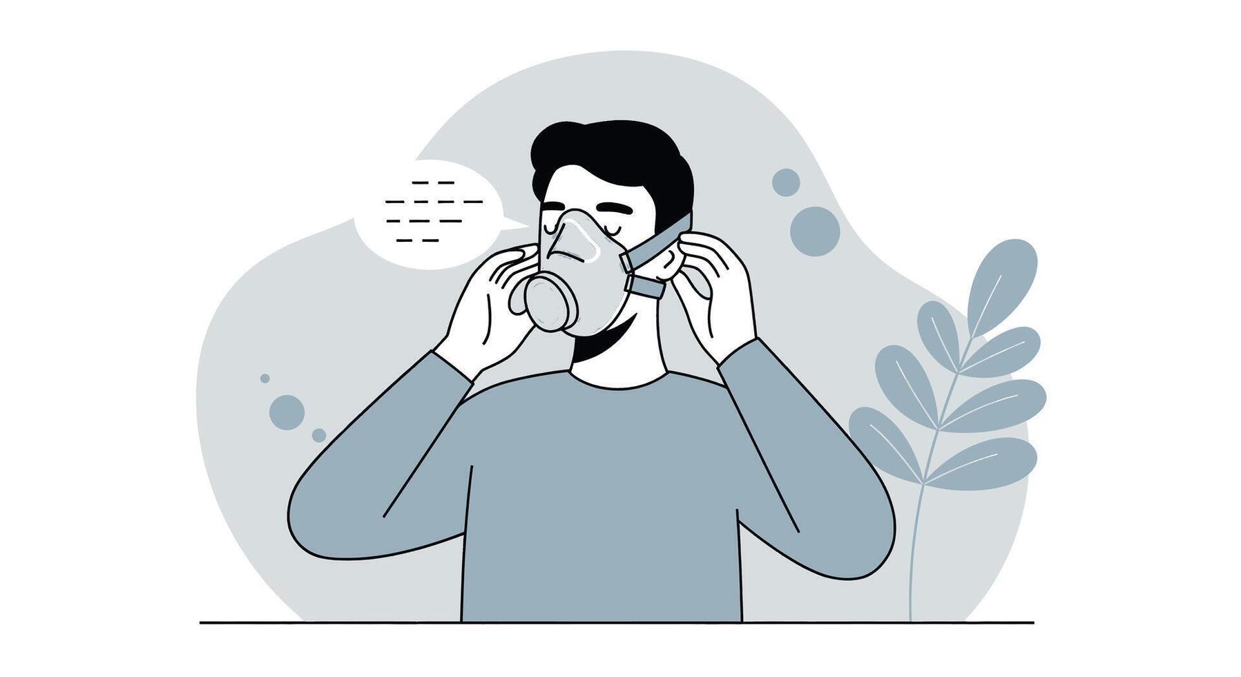 Man wearing a mask to protect himself from the coronavirus vector
