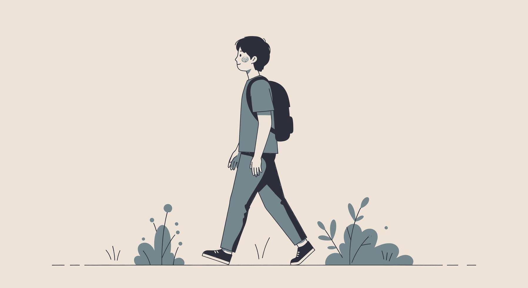 A man walking with a backpack and a backpack vector