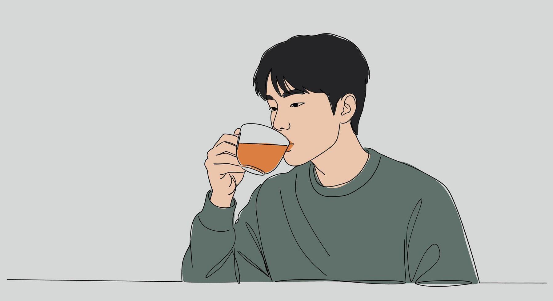 A man drinking tea from a cup vector