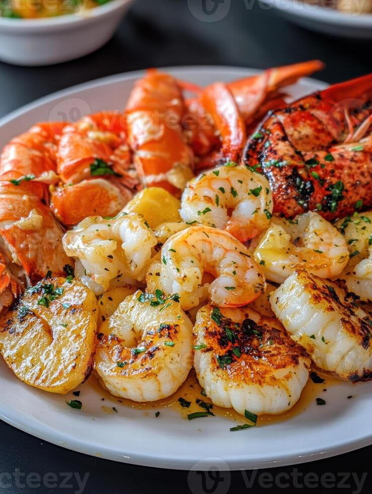 Grilled Shrimp Salad with Avocado and Tomatoes photo
