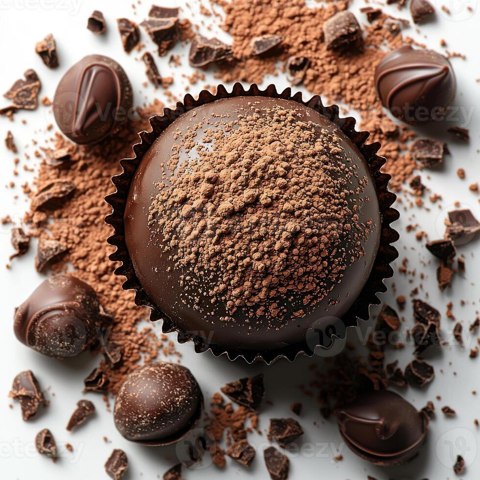 Close-Up of Chocolate Truffle with Crumbly Texture photo