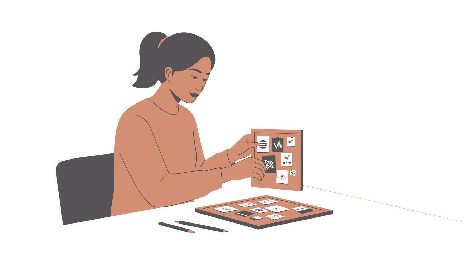Illustration of a woman working on a laptop vector