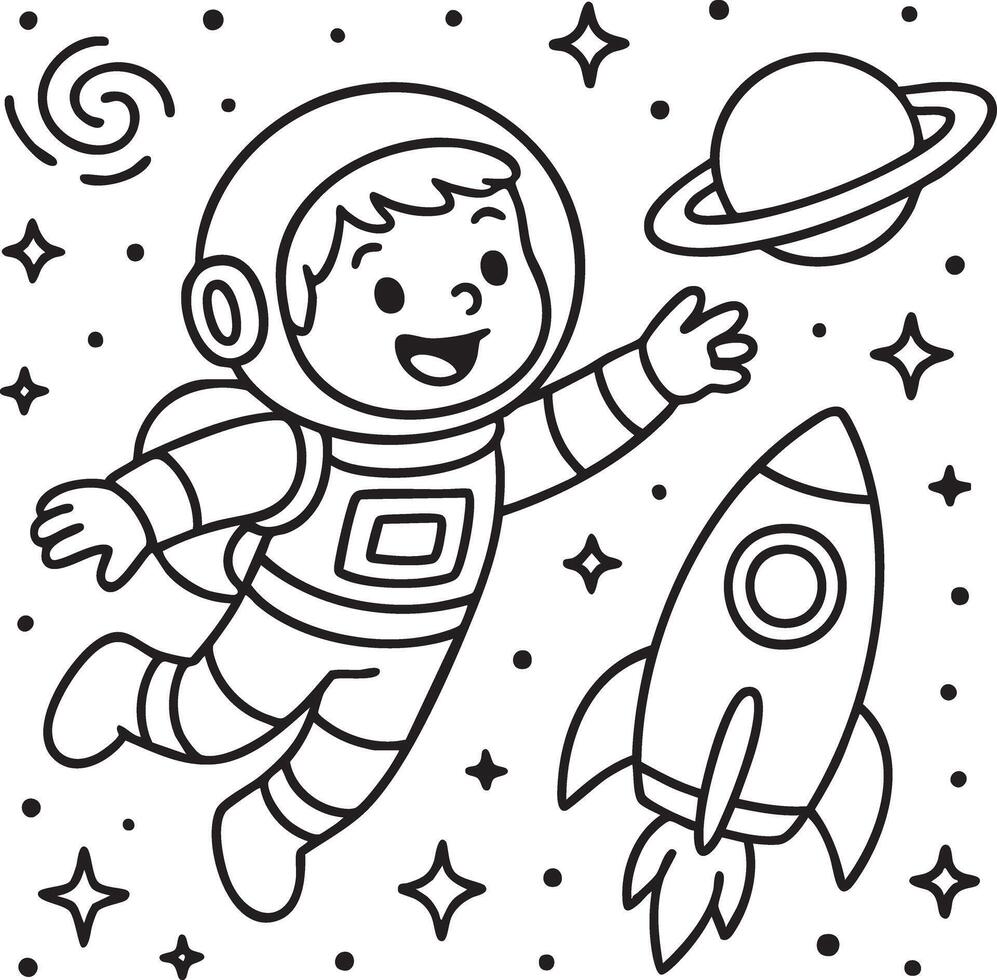Tiny Astronaut Boy with Space Helmet vector