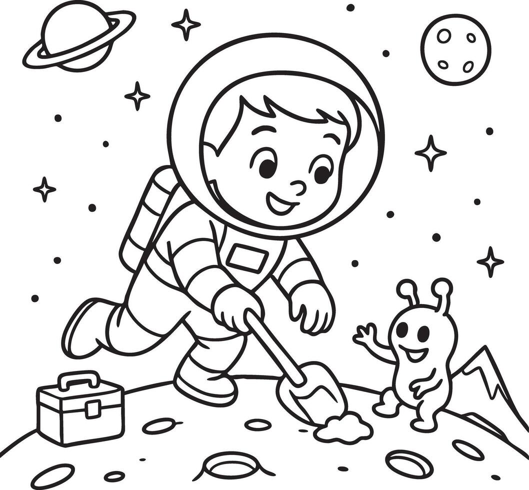 Boy Astronaut Exploring the Moon vector