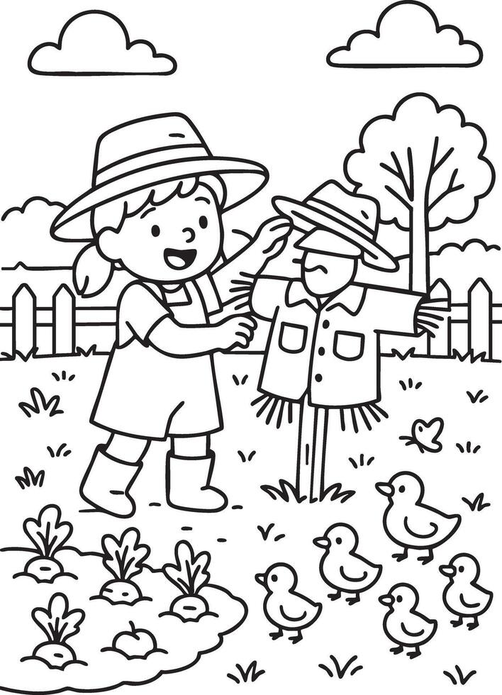 Little Farmer Girl vector