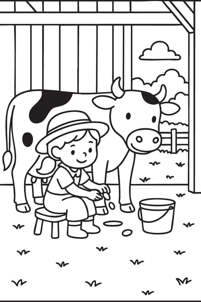 Adorable Farmer Girl vector