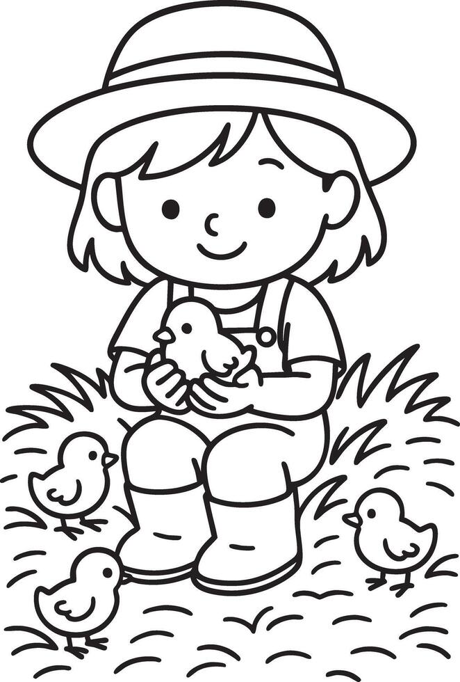 Cute Farm Girl vector