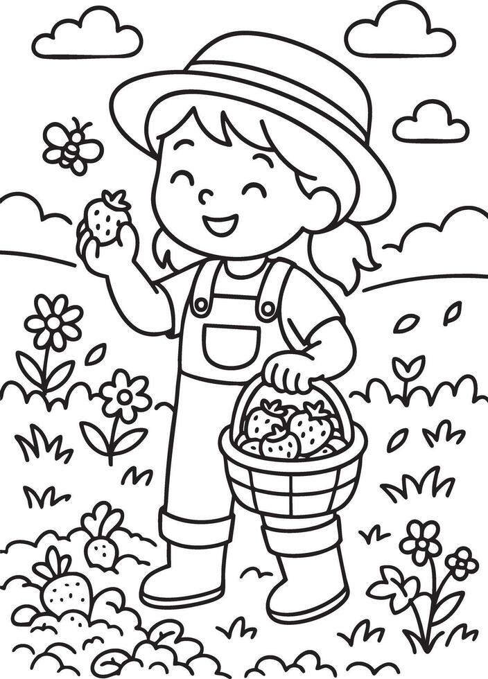Girl With Basket vector