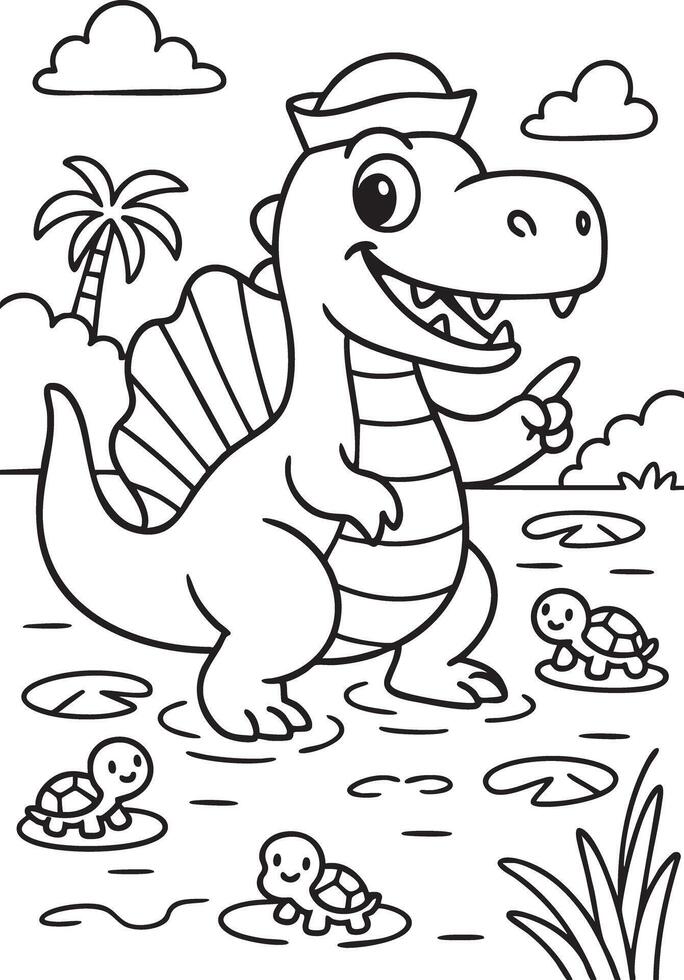 Dino Fun Time Coloring for Kids vector