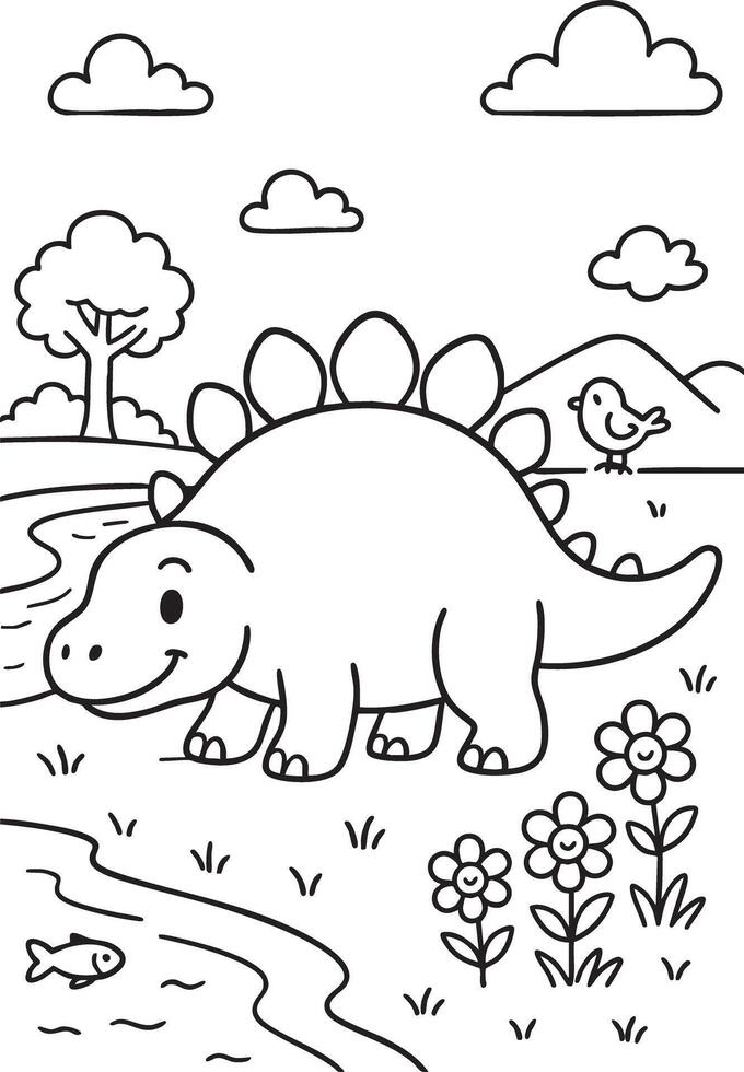 Triceratops and More to Color vector