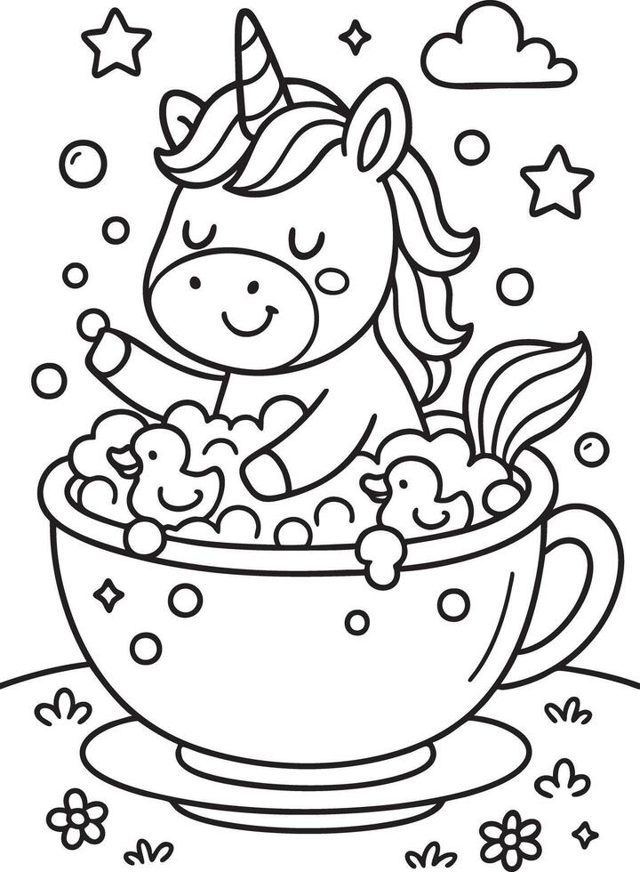 Unicorn Friends Coloring Book vector