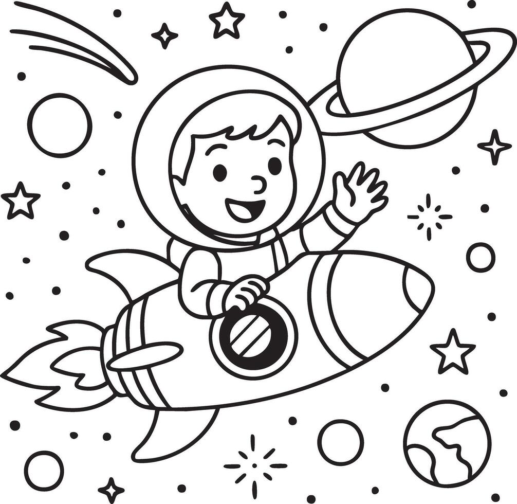 Young Astronaut and His Star Map vector