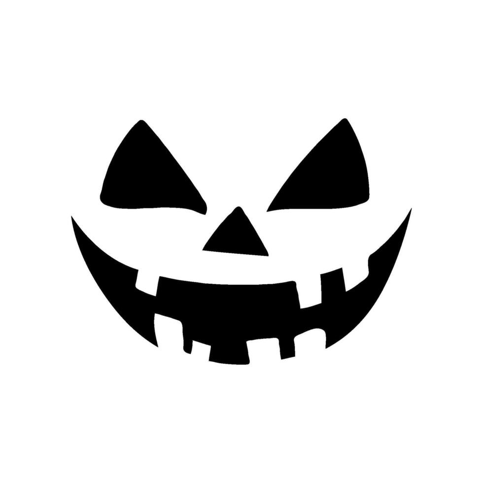 Spooky Halloween pumpkin face with jagged teeth on white background. vector