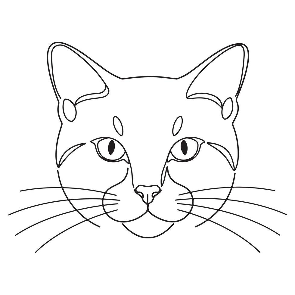 Minimal Cat Face Line Art Illustration for Cute Animal Lovers, Simple Black Outline Design for Stickers, Apparel, and Digital Products vector