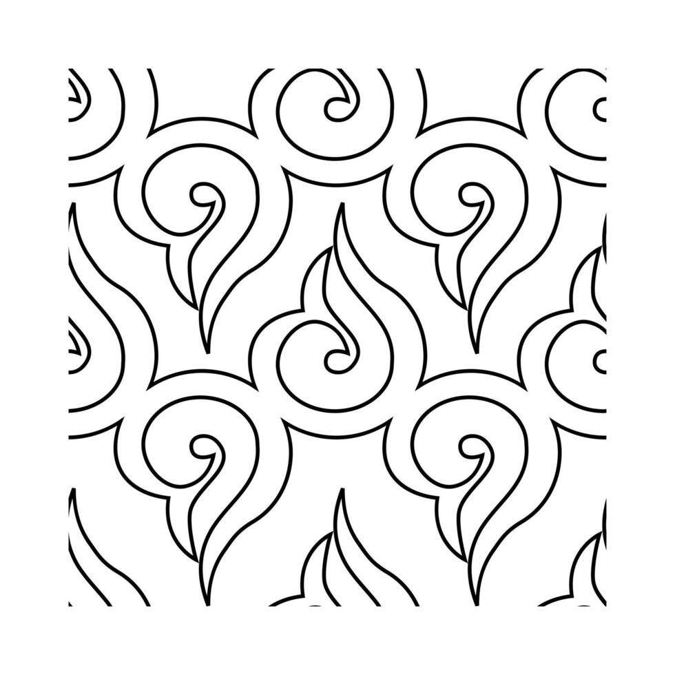 Flame Drop Inspired Seamless Pattern with Decorative Swirls vector