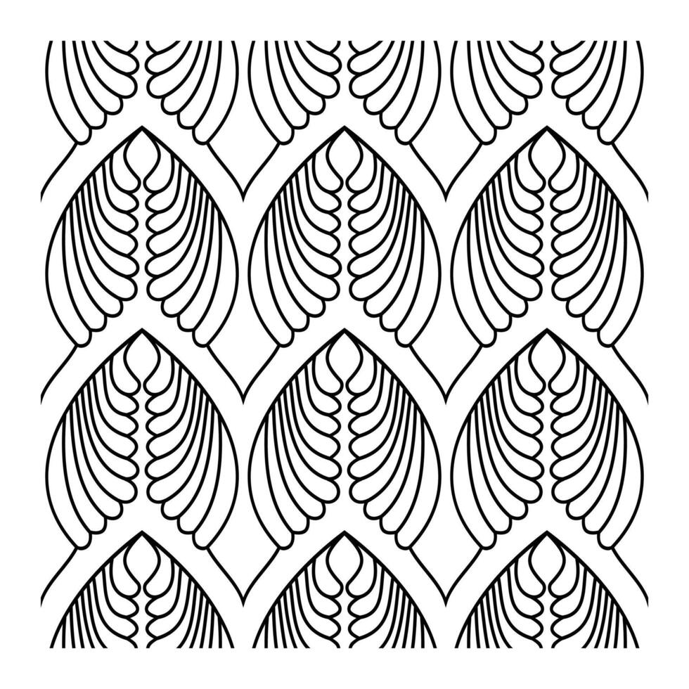 Seamless Leaf Arch Pattern with Line Art Style vector