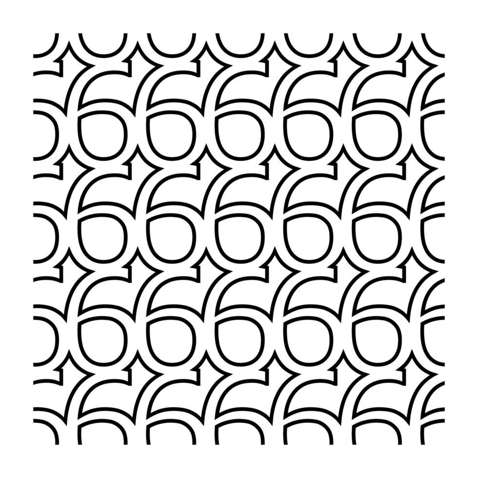 Seamless Line Art Pattern With Number Six Repetition vector