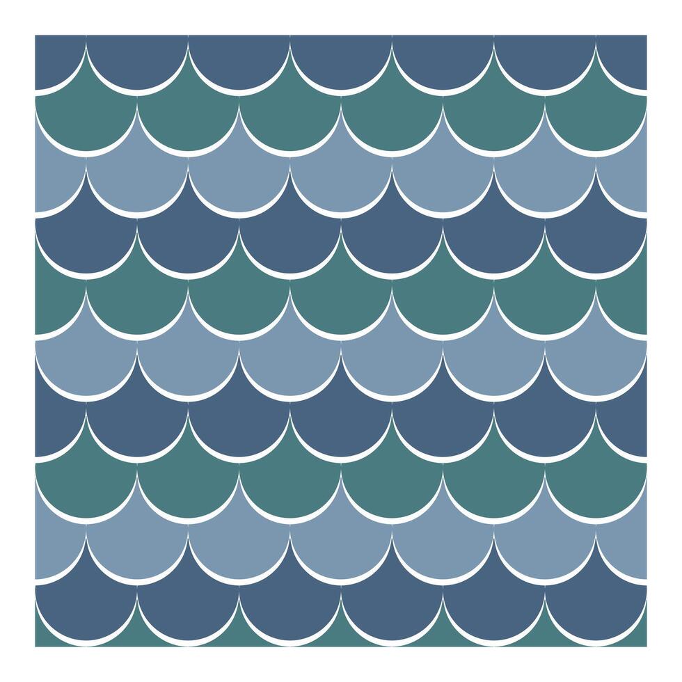 Seamless Mermaid Scale Pattern in Blue and Teal Tones with White Outlines for Ocean Inspired Designs vector