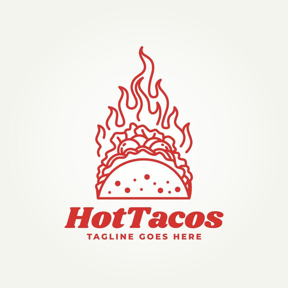minimalist hot taco line art icon logo illustration design. simple modern mexican fast food restaurant badge logo concept vector