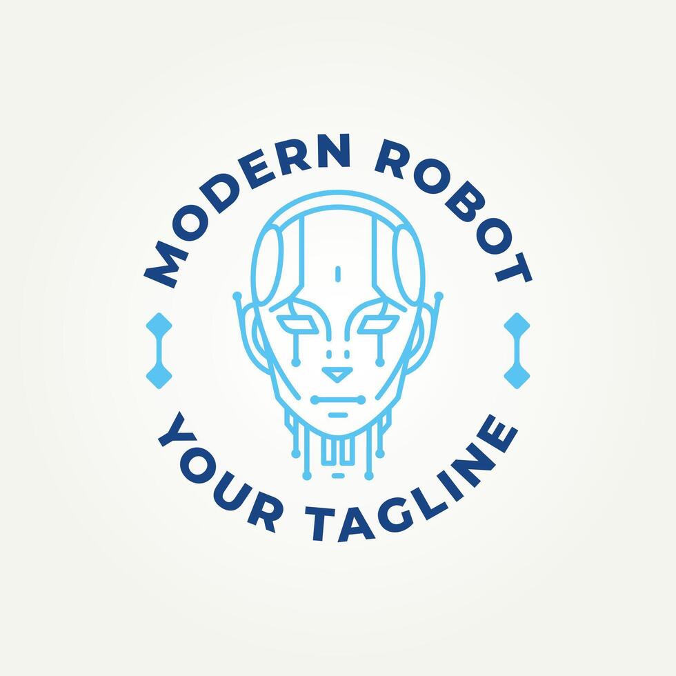 minimalist modern robot head artificial intelligence ai line art icon logo illustration design. simple modern technology robotic artificial intelligence logo concept vector