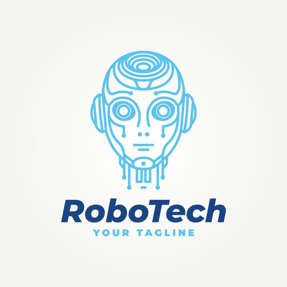 minimalist modern robot head technology line art icon logo illustration design. simple modern technology robotic artificial intelligence logo concept vector