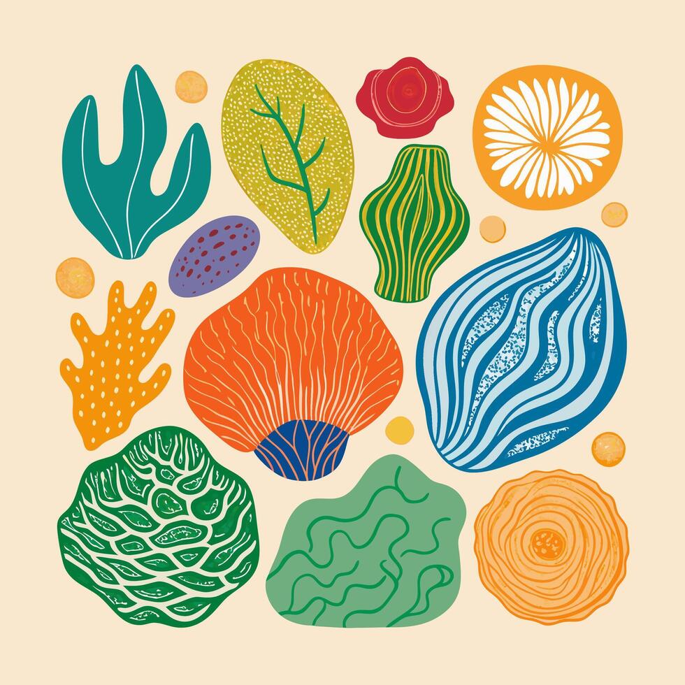 A colorful set of plants and flowers vector