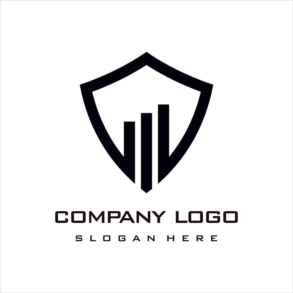 growing bar with shield logo design template icon vector