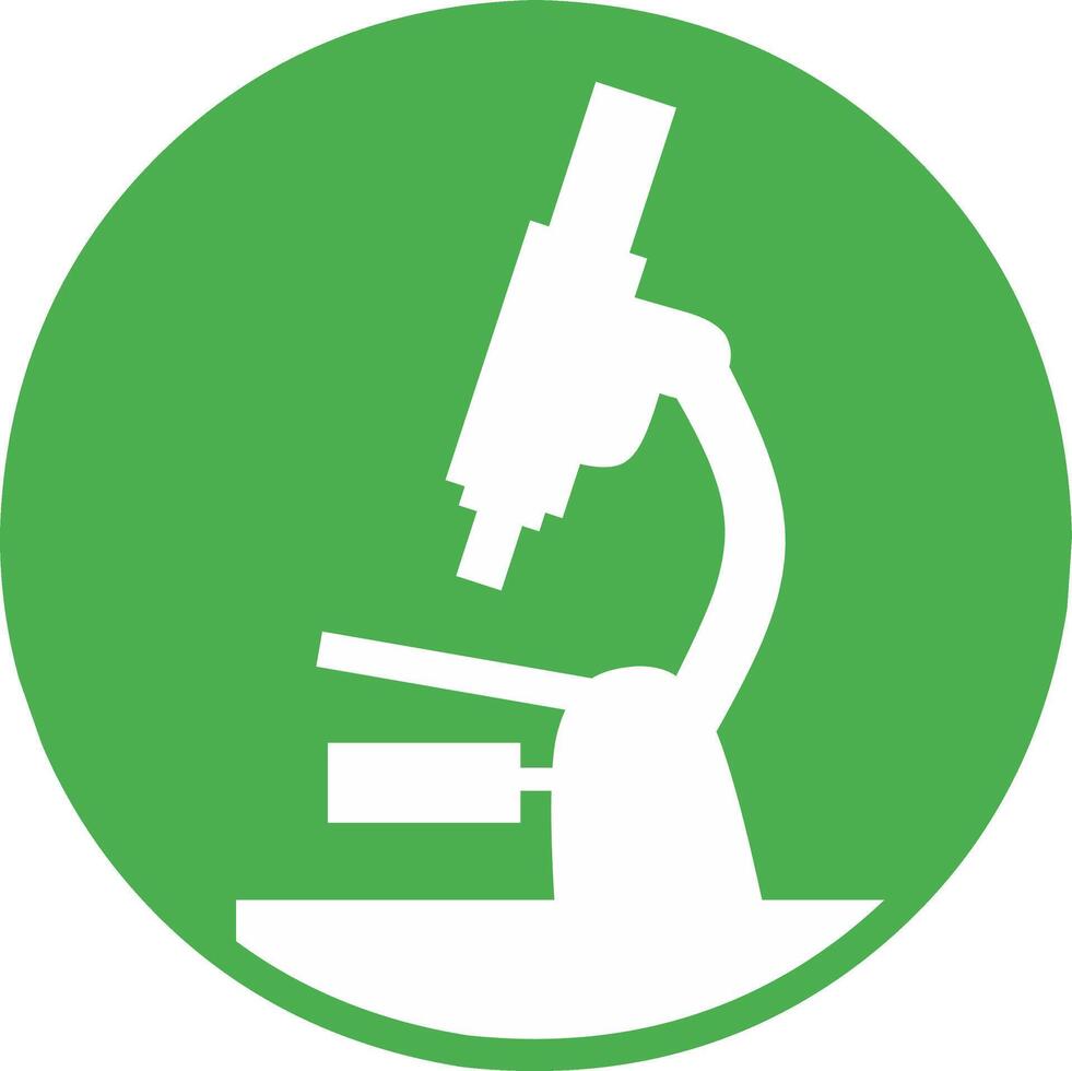 Microscope icon in the form of a silhouette on a green round background. suitable for symbolizing science vector