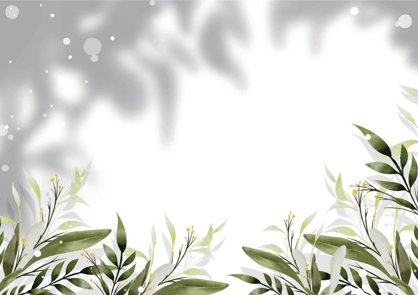 Natural green leaves watercolor background template design vector