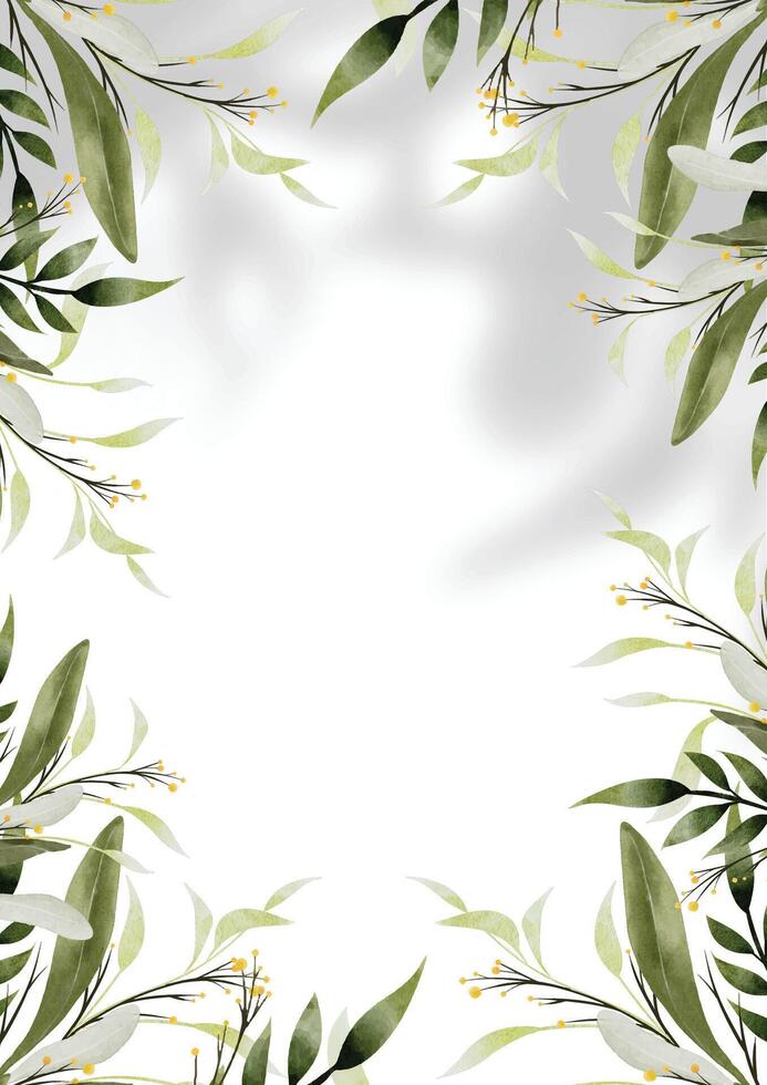Greenery leaves watercolor botanical template background design vector