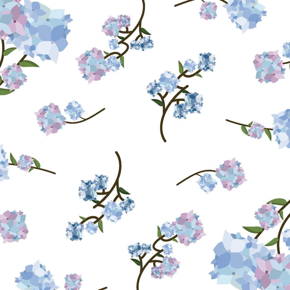 Elegant flower seamless pattern with blooming hydrangea background design vector