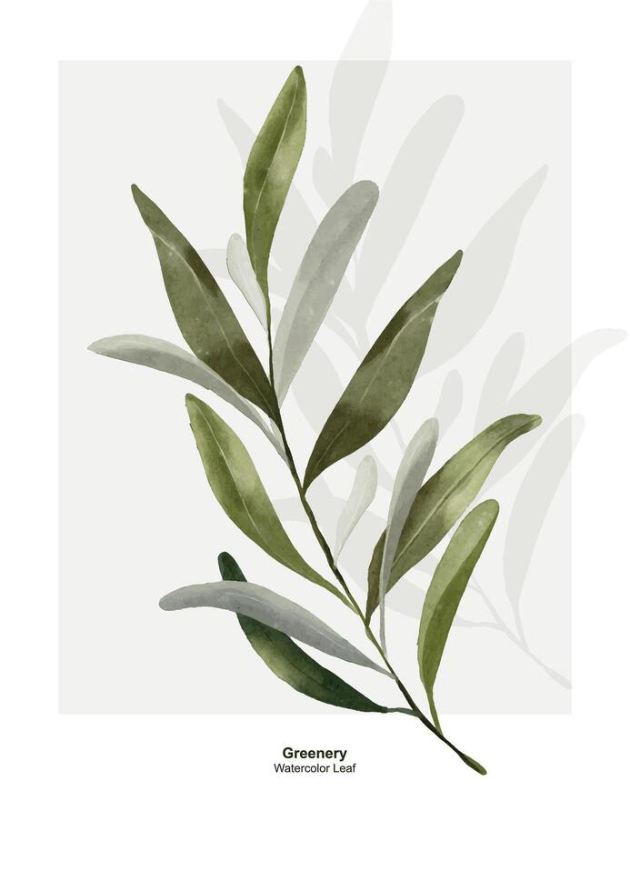 Greenery leaf watercolor design vector