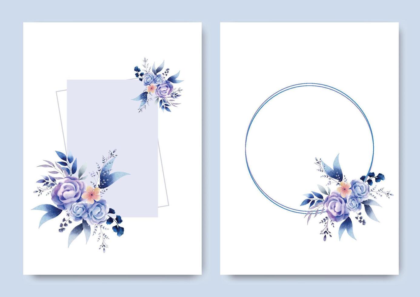 Watercolor blue botanical template design vector