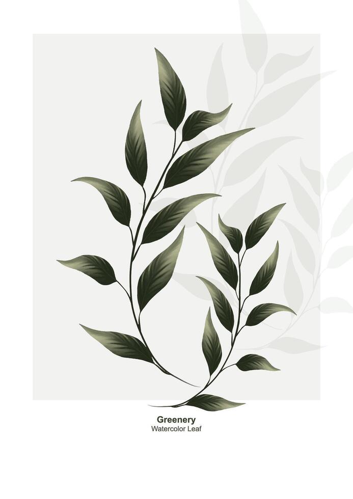 Green leaf watercolor design vector