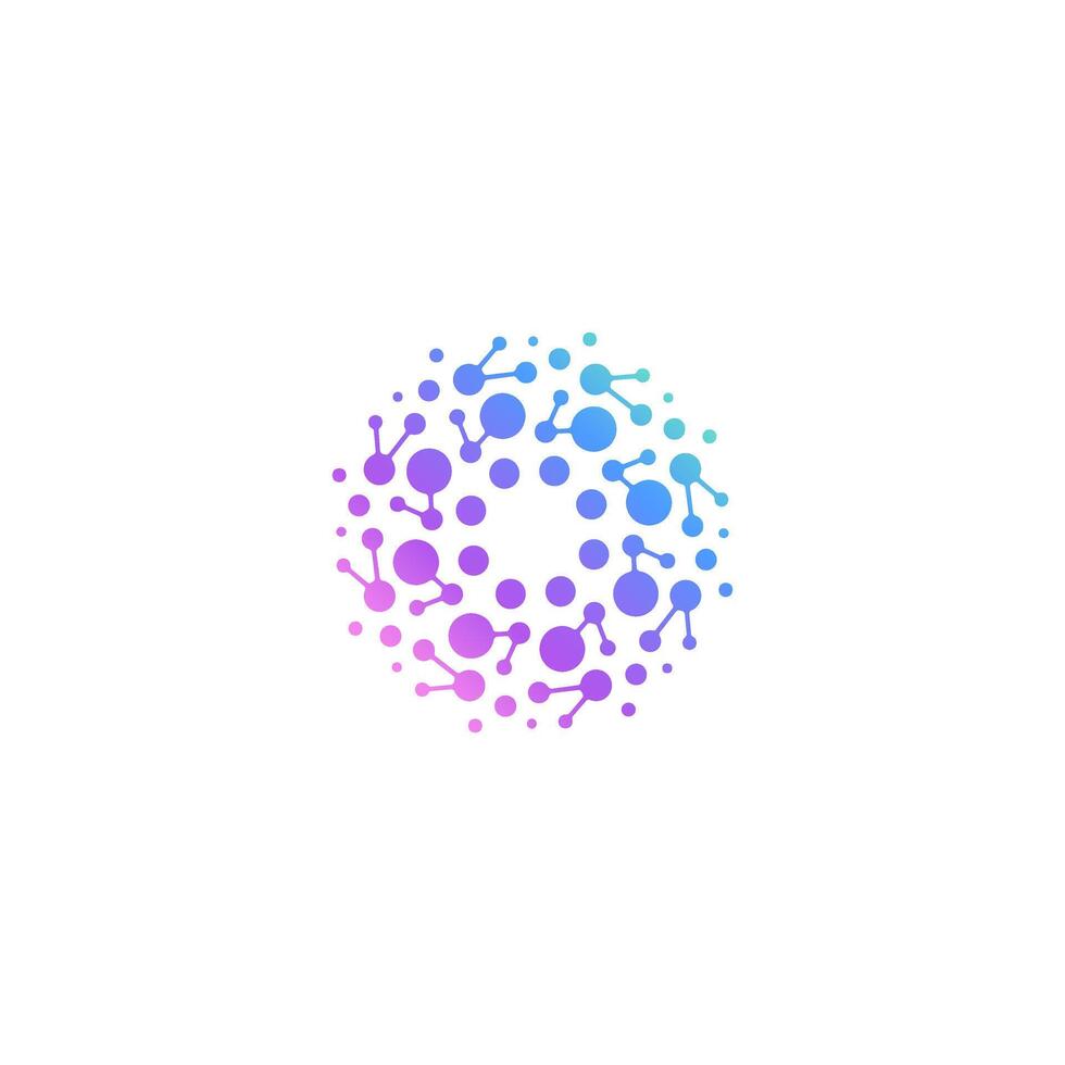 molecule, neuron logo biology science icon, floral neuron plasma circular. abstract, biotech vector