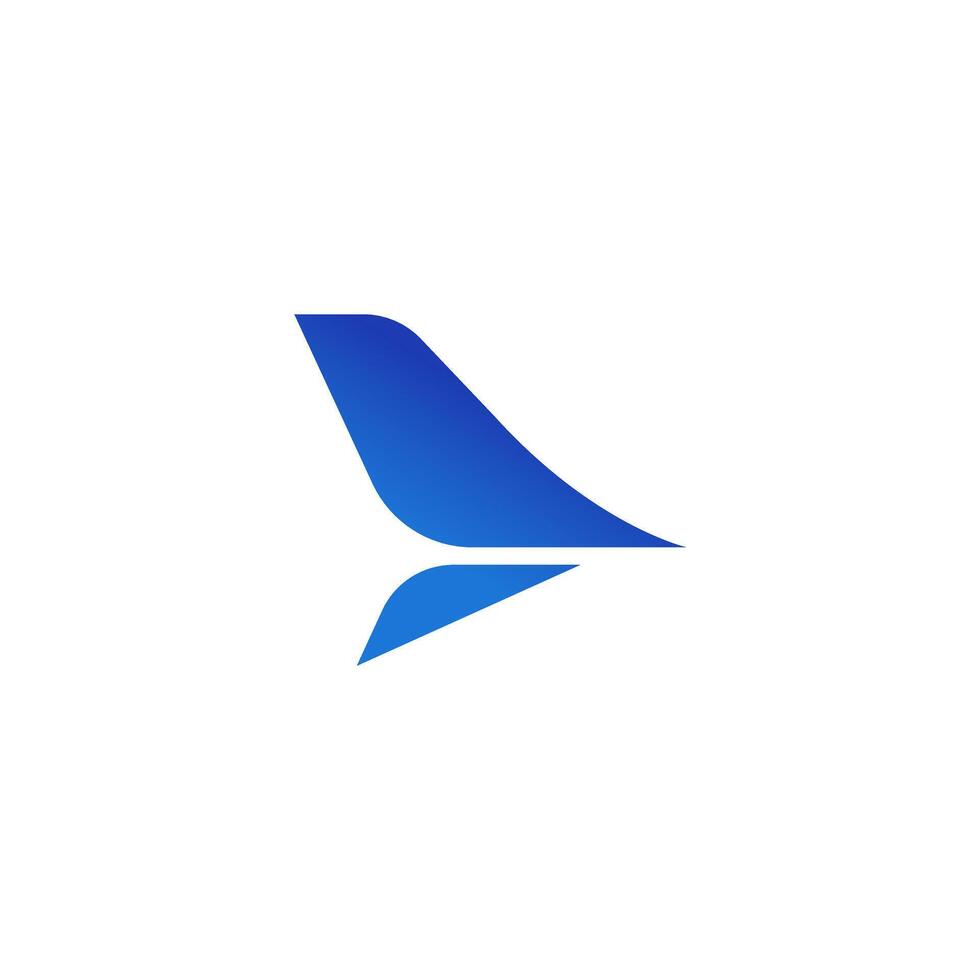 air travel agency logo, wing shape of a Jet airplane tail. transport, logistics symbol icon vector