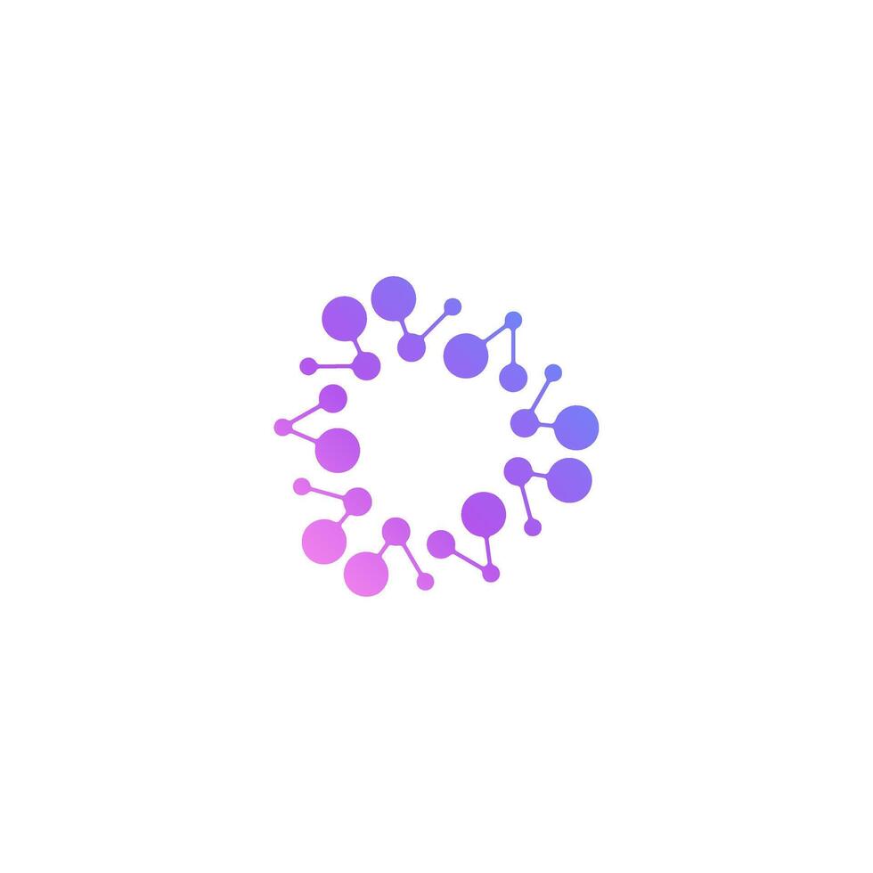 molecule, neuron logo biology science icon, floral neuron plasma circular. abstract, biotech atom, nano, vector
